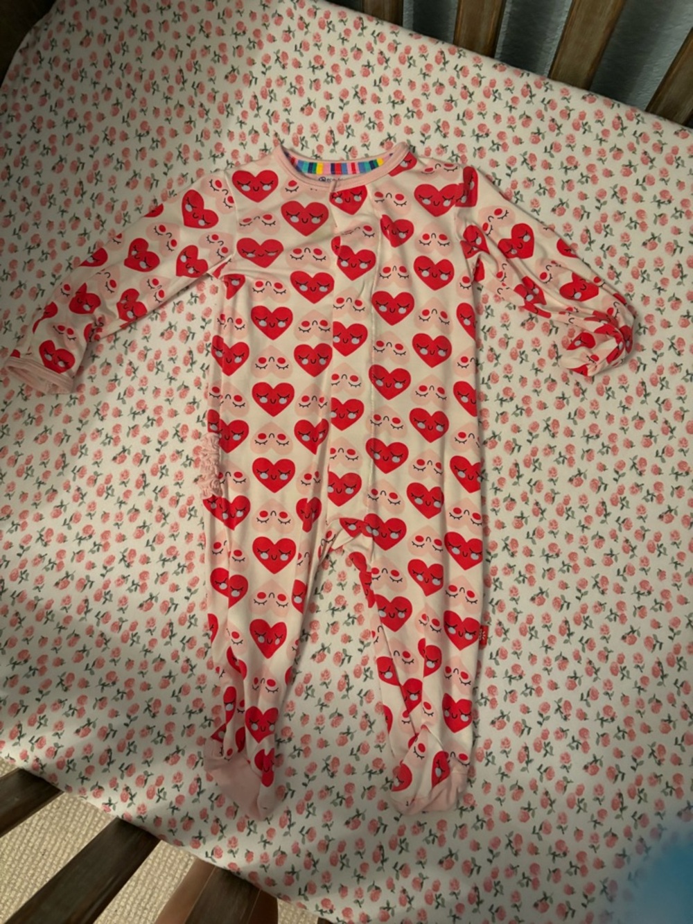 Magentic Me EUC Heart-Print One-Piece Pajamas - Pink & Red
